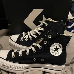 NEVER WORN Black Converse Platform High Tops